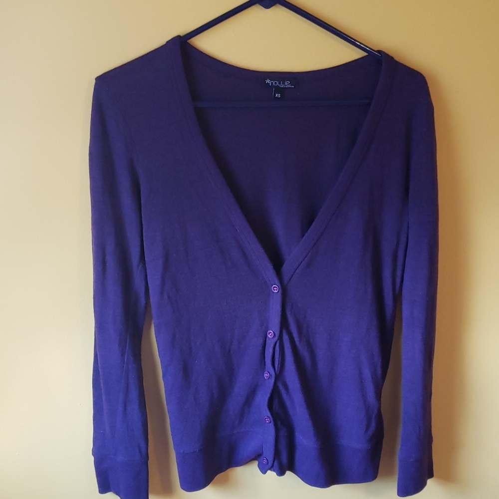 Purple cardigan